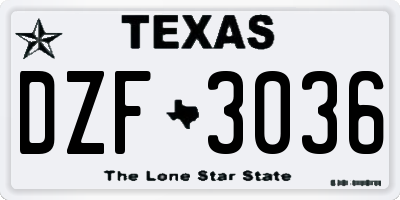 TX license plate DZF3036