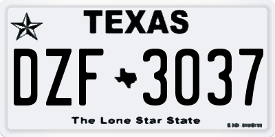 TX license plate DZF3037