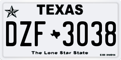 TX license plate DZF3038