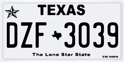 TX license plate DZF3039