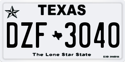 TX license plate DZF3040