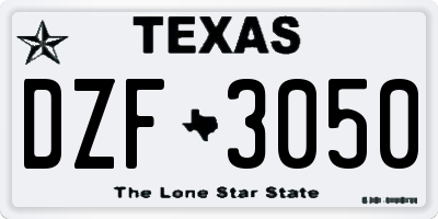TX license plate DZF3050