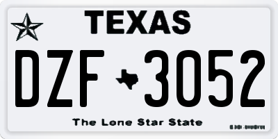 TX license plate DZF3052