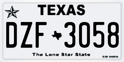 TX license plate DZF3058