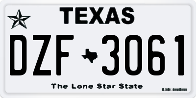 TX license plate DZF3061