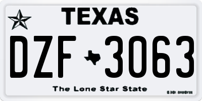 TX license plate DZF3063