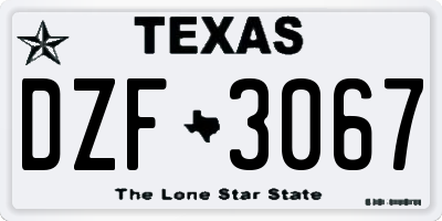 TX license plate DZF3067