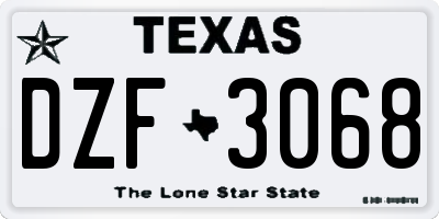 TX license plate DZF3068