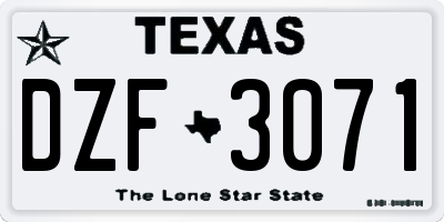 TX license plate DZF3071