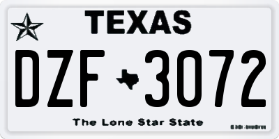 TX license plate DZF3072