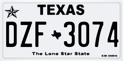 TX license plate DZF3074