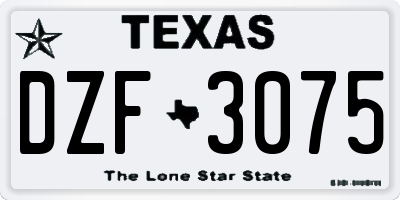 TX license plate DZF3075