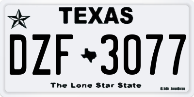 TX license plate DZF3077