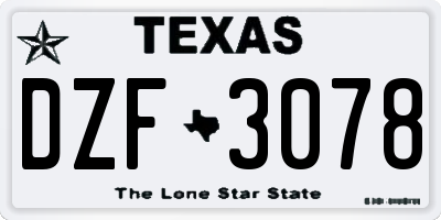 TX license plate DZF3078