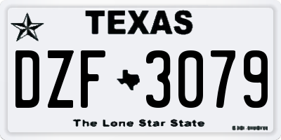 TX license plate DZF3079