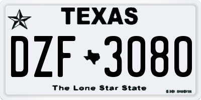 TX license plate DZF3080
