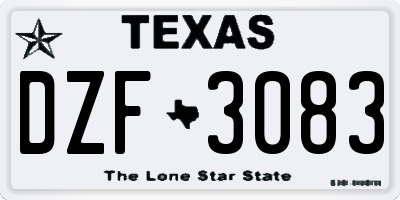TX license plate DZF3083