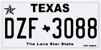 TX license plate DZF3088
