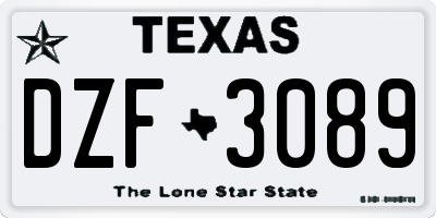 TX license plate DZF3089