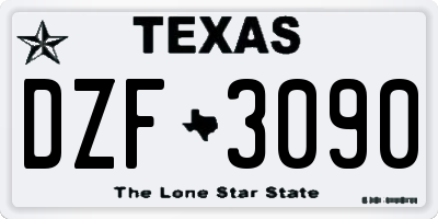 TX license plate DZF3090