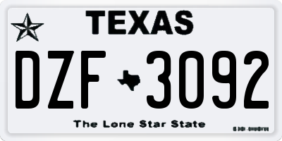 TX license plate DZF3092