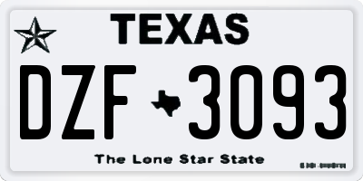TX license plate DZF3093