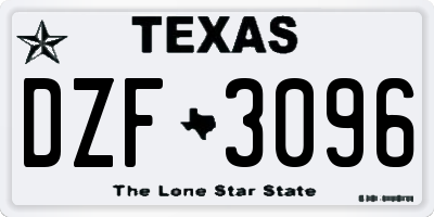 TX license plate DZF3096