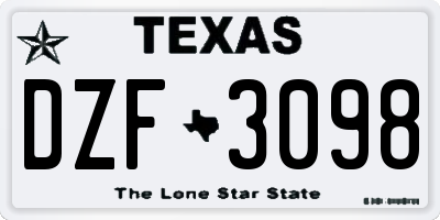TX license plate DZF3098