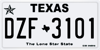 TX license plate DZF3101