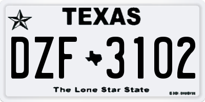 TX license plate DZF3102