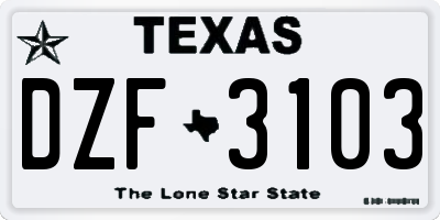 TX license plate DZF3103