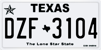 TX license plate DZF3104