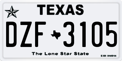 TX license plate DZF3105