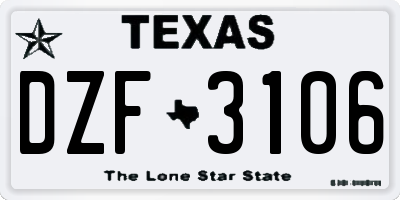 TX license plate DZF3106