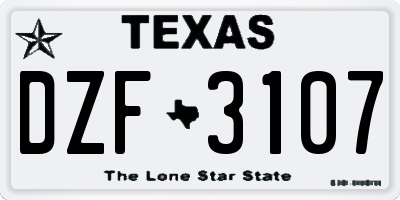 TX license plate DZF3107