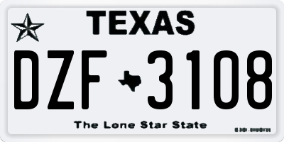 TX license plate DZF3108