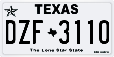 TX license plate DZF3110