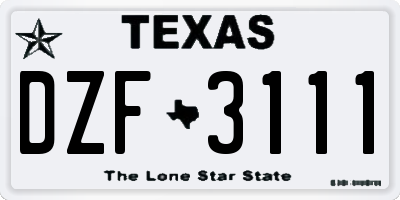 TX license plate DZF3111