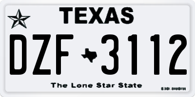 TX license plate DZF3112