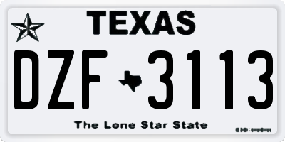 TX license plate DZF3113