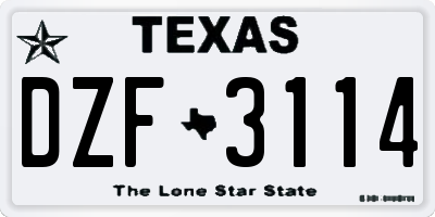TX license plate DZF3114
