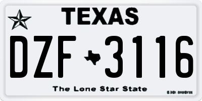 TX license plate DZF3116
