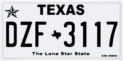 TX license plate DZF3117