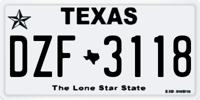 TX license plate DZF3118
