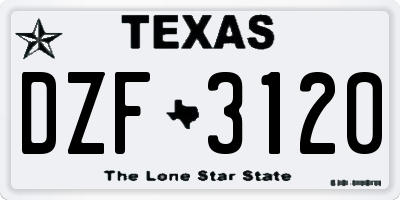 TX license plate DZF3120