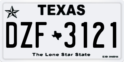 TX license plate DZF3121