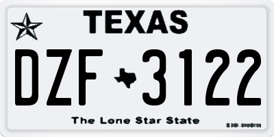 TX license plate DZF3122