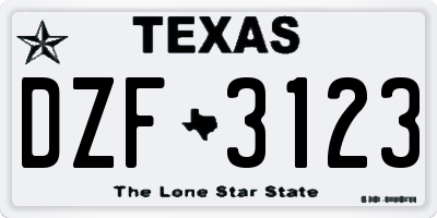 TX license plate DZF3123
