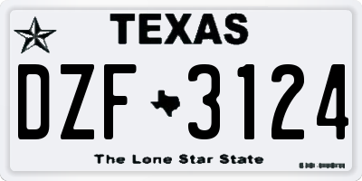TX license plate DZF3124