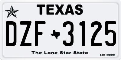 TX license plate DZF3125